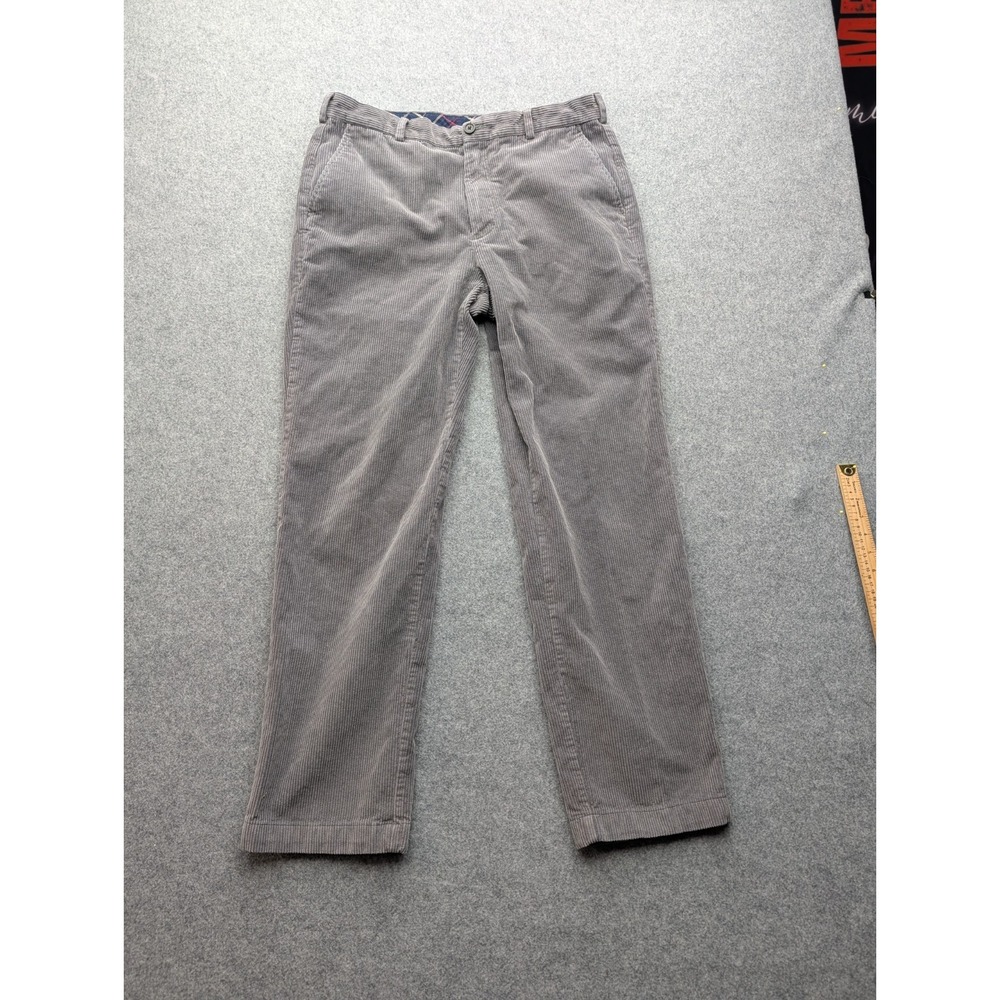 Brooks Brothers 346 Corduroy Pants Men 35x32 Gray Clark Fit Cotton Flat Front...